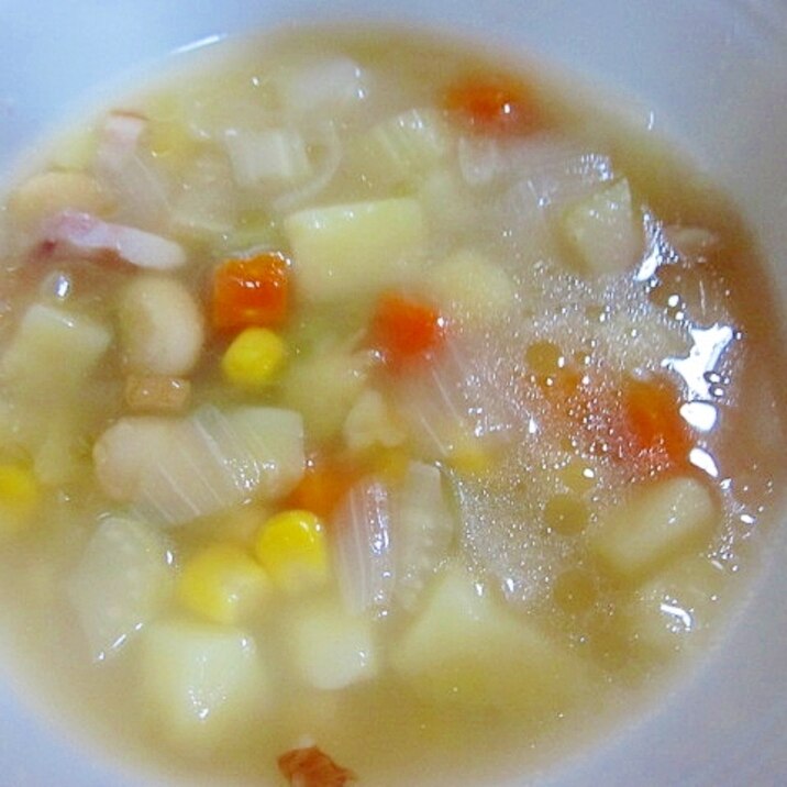 ミックスベジタブル+野菜のコンソメスープ